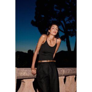 ZARA LINEN BELTED STRAIGHT-LEG TROUSERS